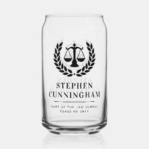 Personalized Modern Law School Graduation Can Glass