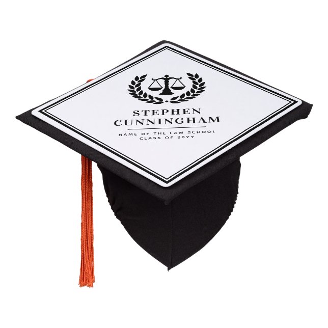 Personalized Modern Law School Graduation Cap Topper (Angled)