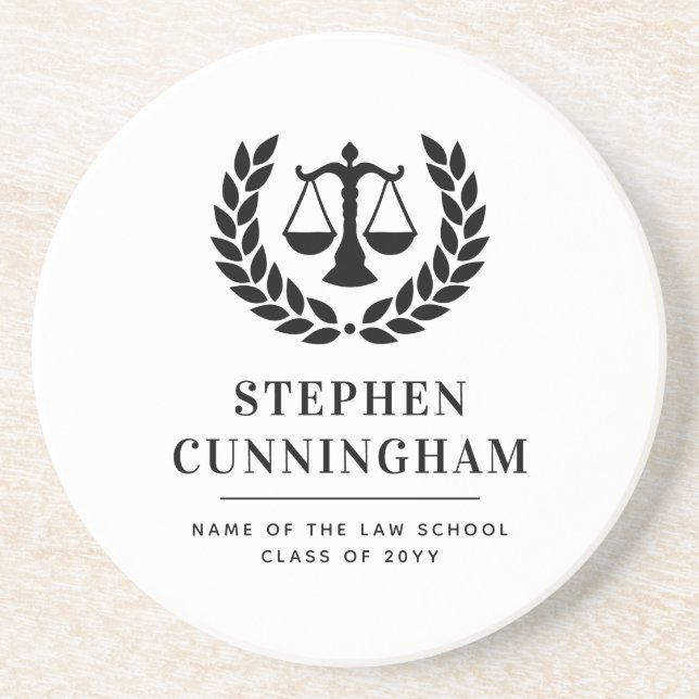 Personalized Modern Law School Graduation Coaster (Front)
