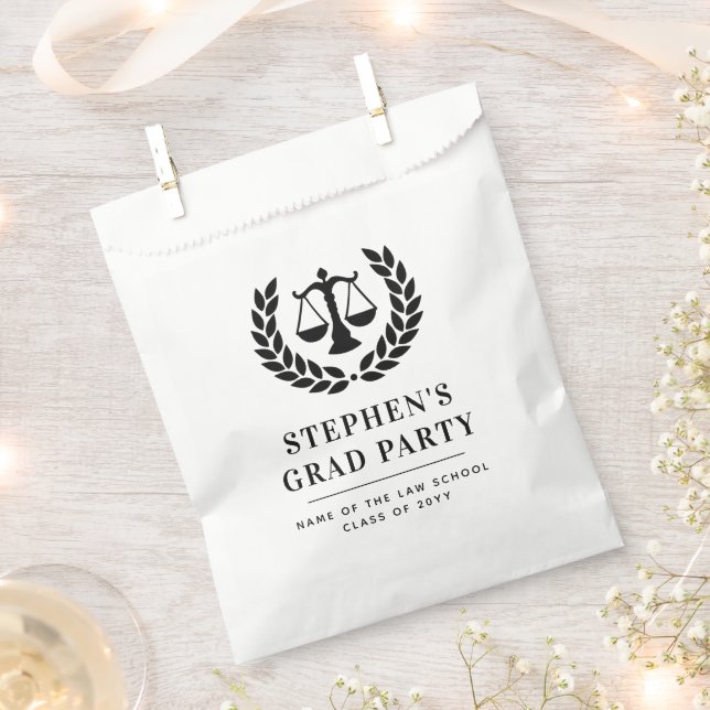 Personalized Modern Law School Graduation Favour Bag (Clipped)