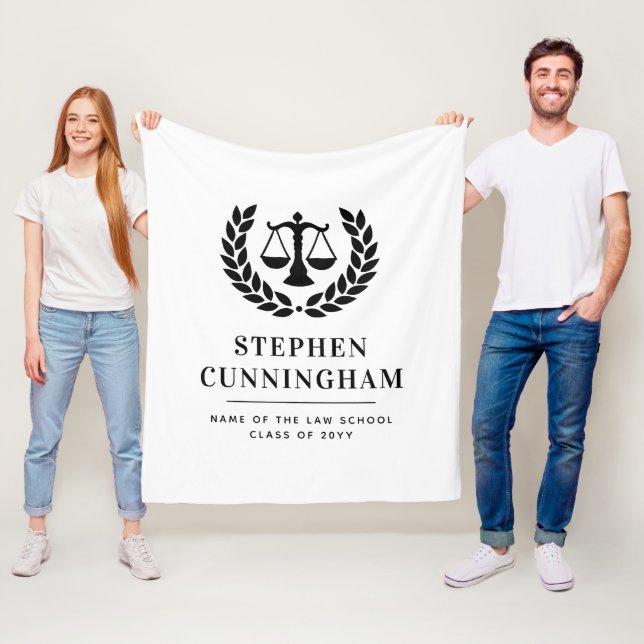 Personalized Modern Law School Graduation Fleece Blanket (In Situ)