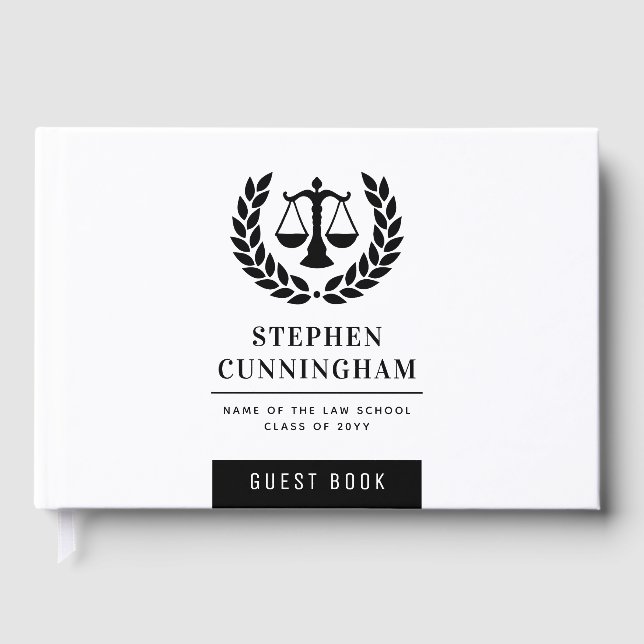 Personalized Modern Law School Graduation Guest Book (Front)
