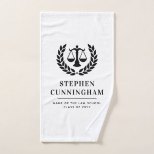 Personalized Modern Law School Graduation Hand Towel
