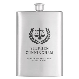 Personalized Modern Law School Graduation Hip Flask