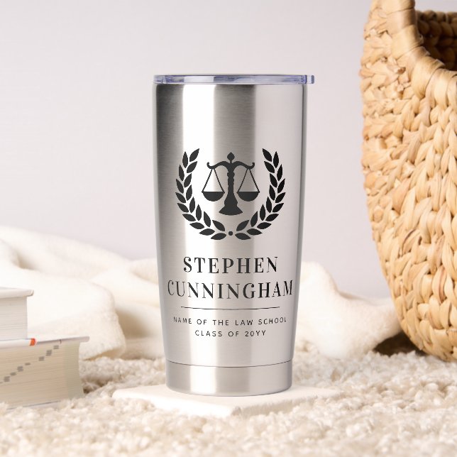 Personalized Modern Law School Graduation Insulated Tumbler (Living Room)
