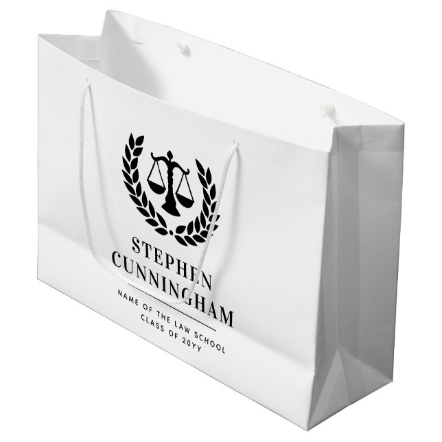 Personalized Modern Law School Graduation Large Gift Bag (Front Angled)