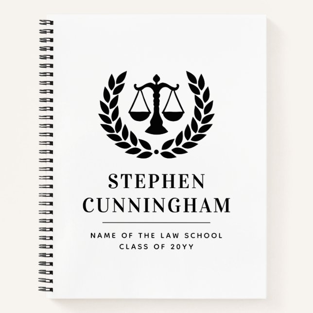 Personalized Modern Law School Graduation Notebook (Front)