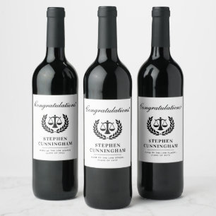 Personalized Modern Law School Graduation Wine Label
