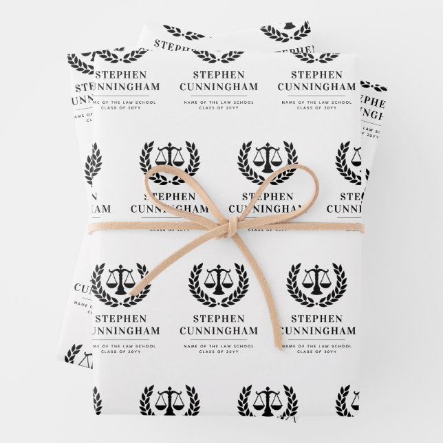 Personalized Modern Law School Graduation Wrapping Paper Sheet (In situ)