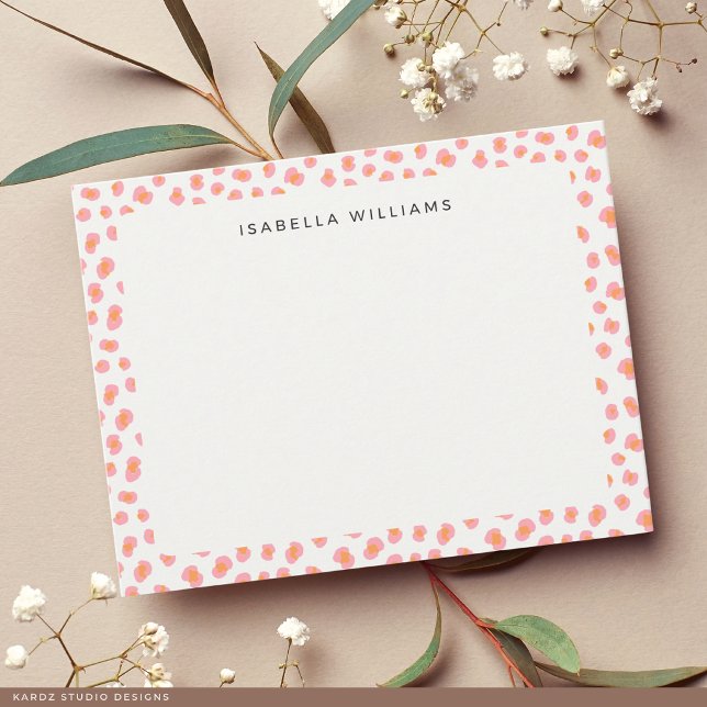 Personalized Modern Leopard Animal Print Pattern Card (The front of the card is shown at a 4.25 x 5.5 inch size. Choose size, paper, + corner style.)