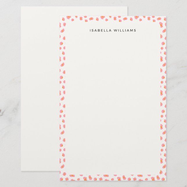 Personalized Modern Leopard Animal Print Pattern Stationery (Front/Back)
