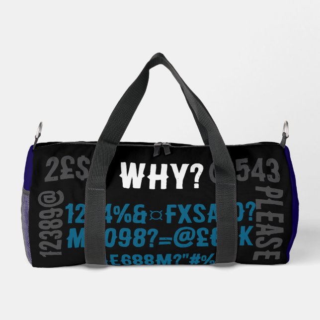Personalized modern letters Blue black grey Duffle Bag (Back)