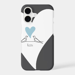 Personalized Modern Love Birds Light Blue Heart