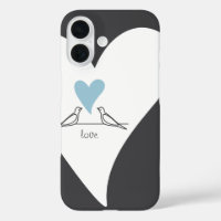 Personalized Modern Love Birds Light Blue Heart