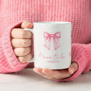 Personalized Modern Mama To Be Pink Bow Mug