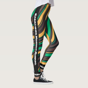 Personalized modern marble l Black Green yellow Leggings