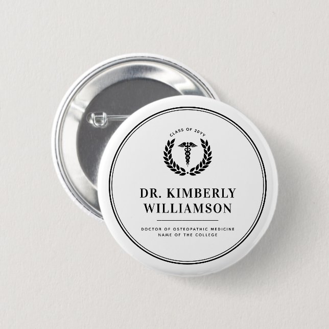 Personalized Modern Medical School Graduation 2 Inch Round Button (Front & Back)