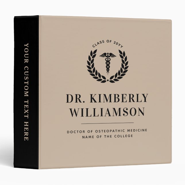 Personalized Modern Medical School Graduation Binder (Front/Spine)