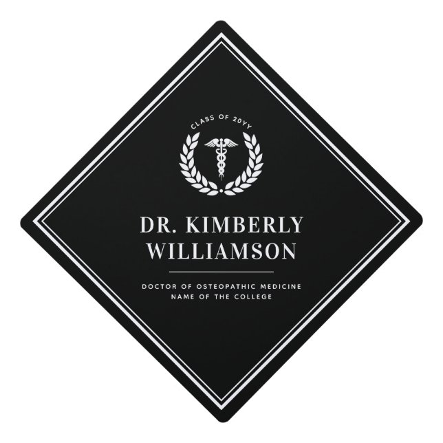 Personalized Modern Medical School Graduation Cap Topper (Front)
