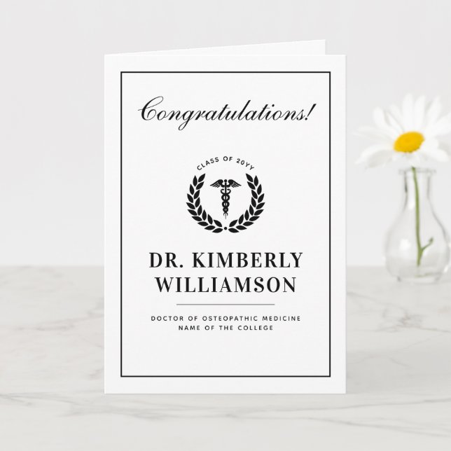 Personalized Modern Medical School Graduation Card (Small Plant)