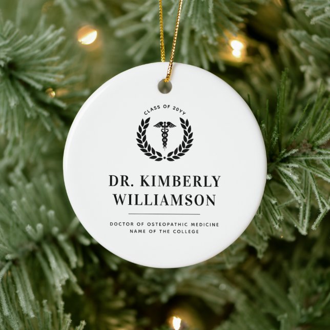 Personalized Modern Medical School Graduation Ceramic Ornament (Tree)