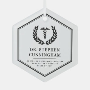 Personalized Modern Medical School Graduation Glass Ornament