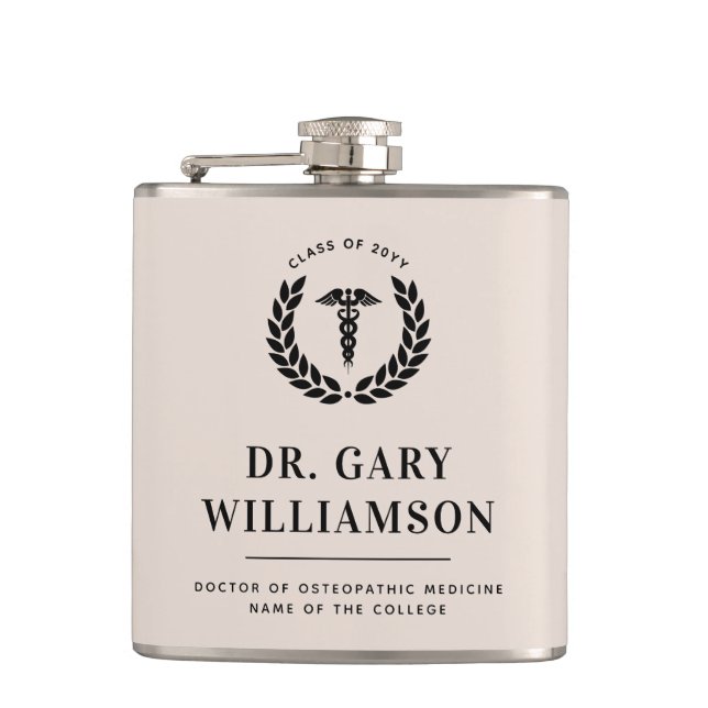 Personalized Modern Medical School Graduation Hip Flask (Front)
