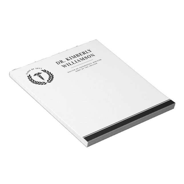 Personalized Modern Medical School Graduation Notepad (Angled)