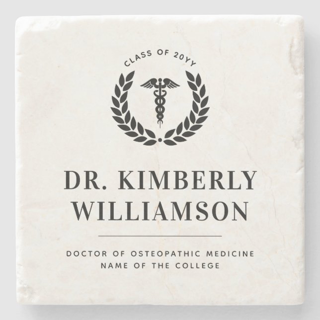 Personalized Modern Medical School Graduation Stone Coaster (Front)