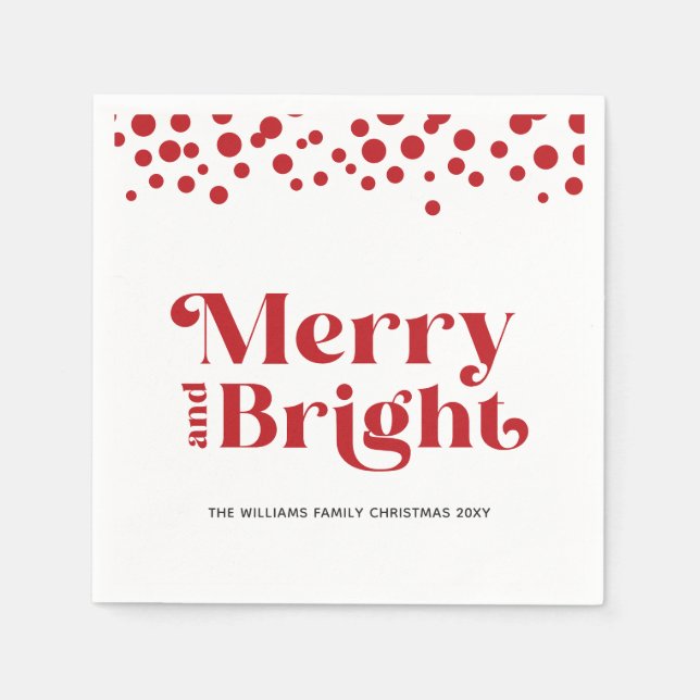 Personalized Modern Merry And Bright Napkin (Front)