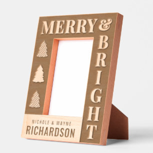 Personalized Modern Merry & Bright Christmas Etched Frames
