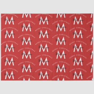 Personalized Modern Merry Christmas Red Monogram Tissue Paper