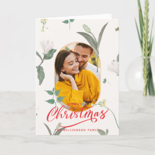 Personalized Modern Minimal 1 Photo Christmas Card