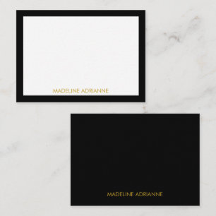 Personalized Modern Minimal Black Gold Name Note Card