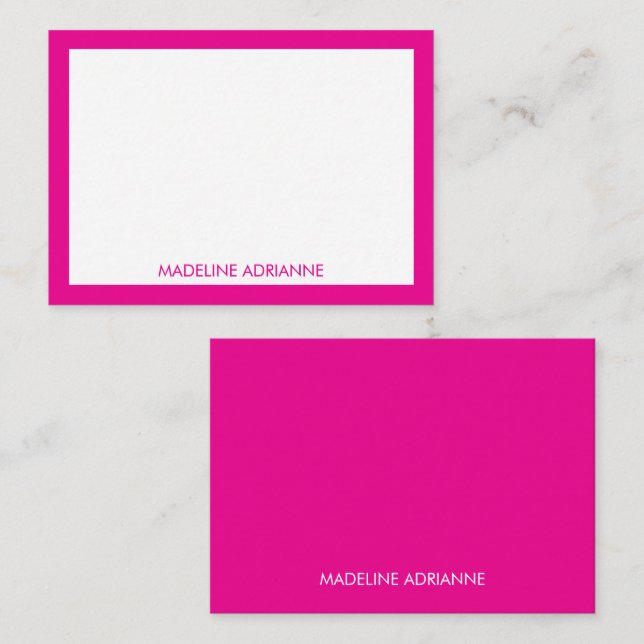 Personalized Modern Minimal Hot Pink Name  Card (Front/Back)