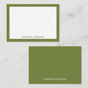 Personalized Modern Minimal Olive Green Name Card