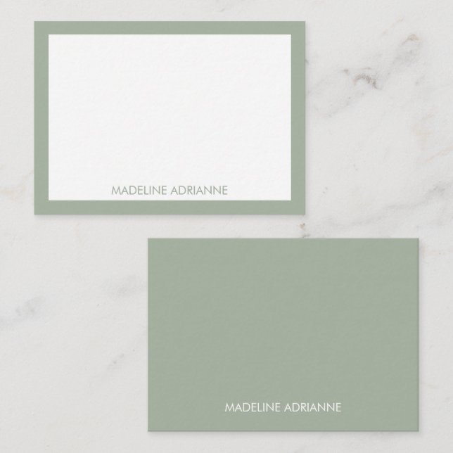 Personalized Modern Minimal Sage Green Name Card (Front/Back)