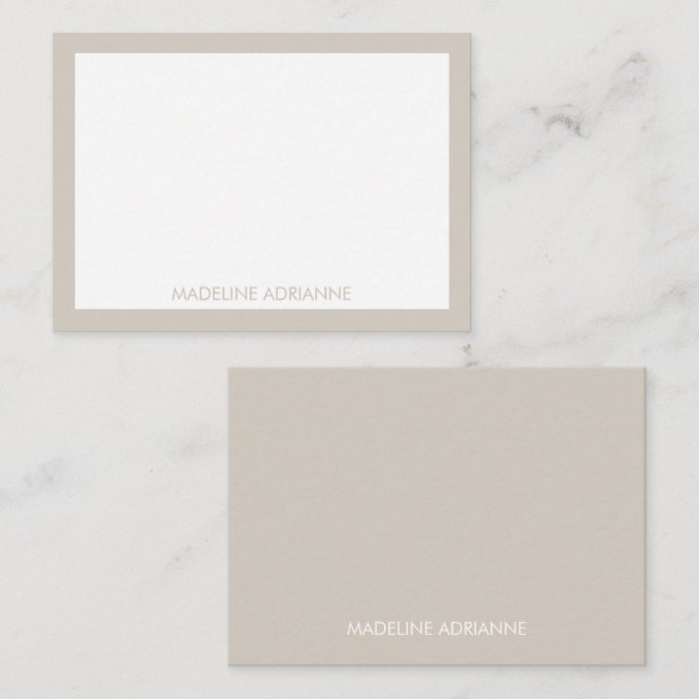 Personalized Modern Minimal Warm Greige Name Card (Front/Back)