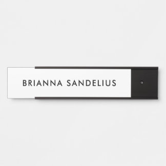 Personalized modern minimalist black script name door sign