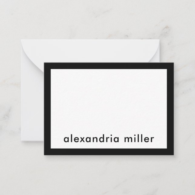 Personalized Modern Minimalist Black White Name Card (Front)