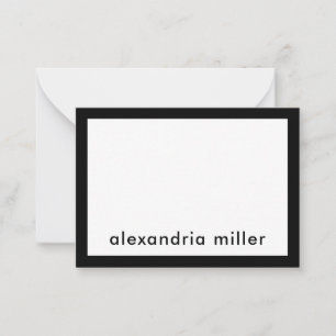 Personalized Modern Minimalist Black White Name Card