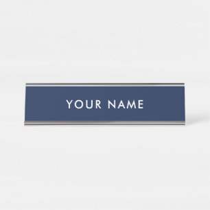 Personalized Modern Minimalist Blue Professional Desk Name Plate