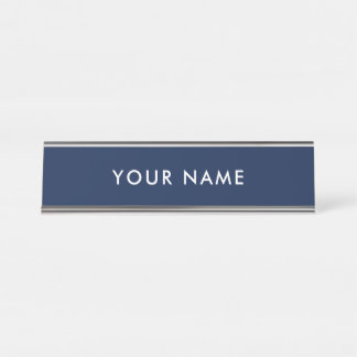 Personalized Modern Minimalist Blue Professional Desk Name Plate