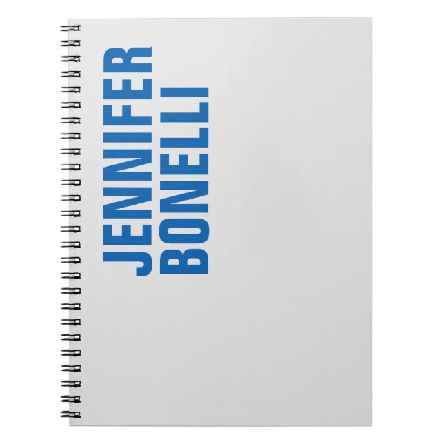 Personalized Modern Minimalist Bold Text Blue Notebook (Front)