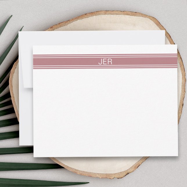 Personalized Modern Minimalist Dusty Rose  Card (Minimalist Custom Monogram Name or Initials Pink Note Card)