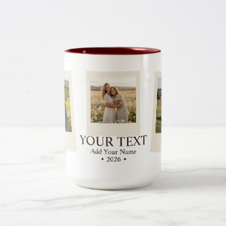 Personalized Modern Minimalist Fun Photo Two-Tone Coffee Mug