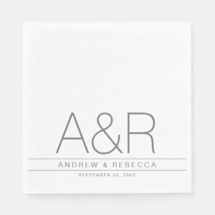 Personalized Modern Minimalist Grey White Napkin