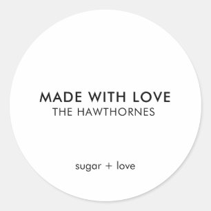 Personalized Modern Minimalist Made With Love Classic Round Sticker