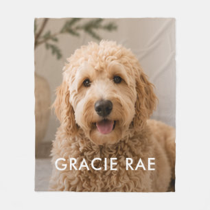 Personalized Modern Minimalist Pet Photo Fleece Blanket