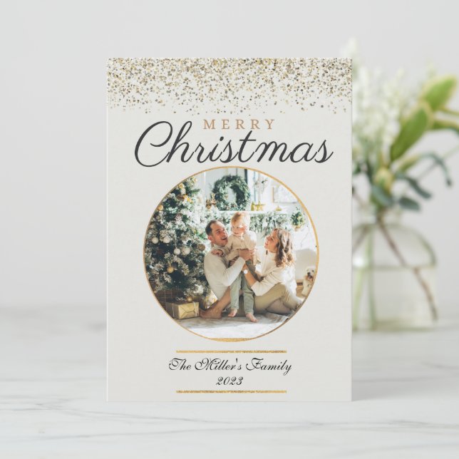 Personalized Modern Minimalist Photo Christmas Holiday Card (Standing Front)